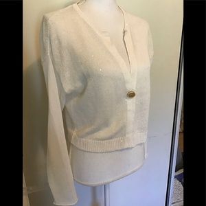 Brunello Cucinelli white linen sparkly top M